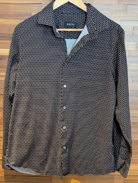 Bugatchi Other - Bugatchi Black Shirt with White and Red Honeycomb Stitching